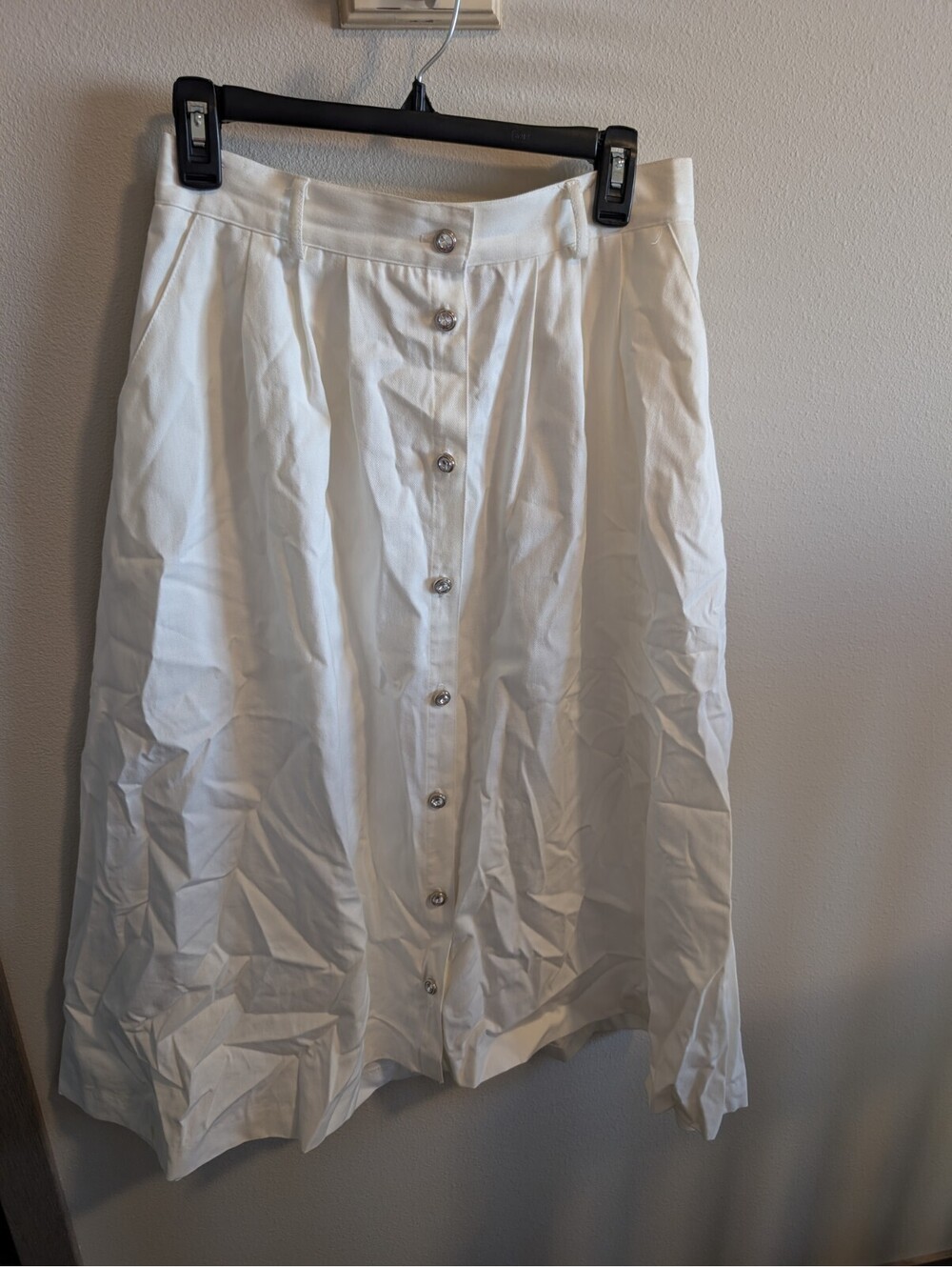 City Girl Sport Women's Size 12 Vintage Button Down White Midi Skirt 90s USA EUC